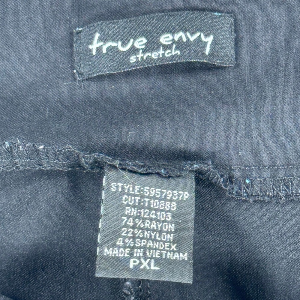 True Envy Stretch Black Pull On Cropped Pants PXL Rayon Blend Womens - Picture 3 of 7